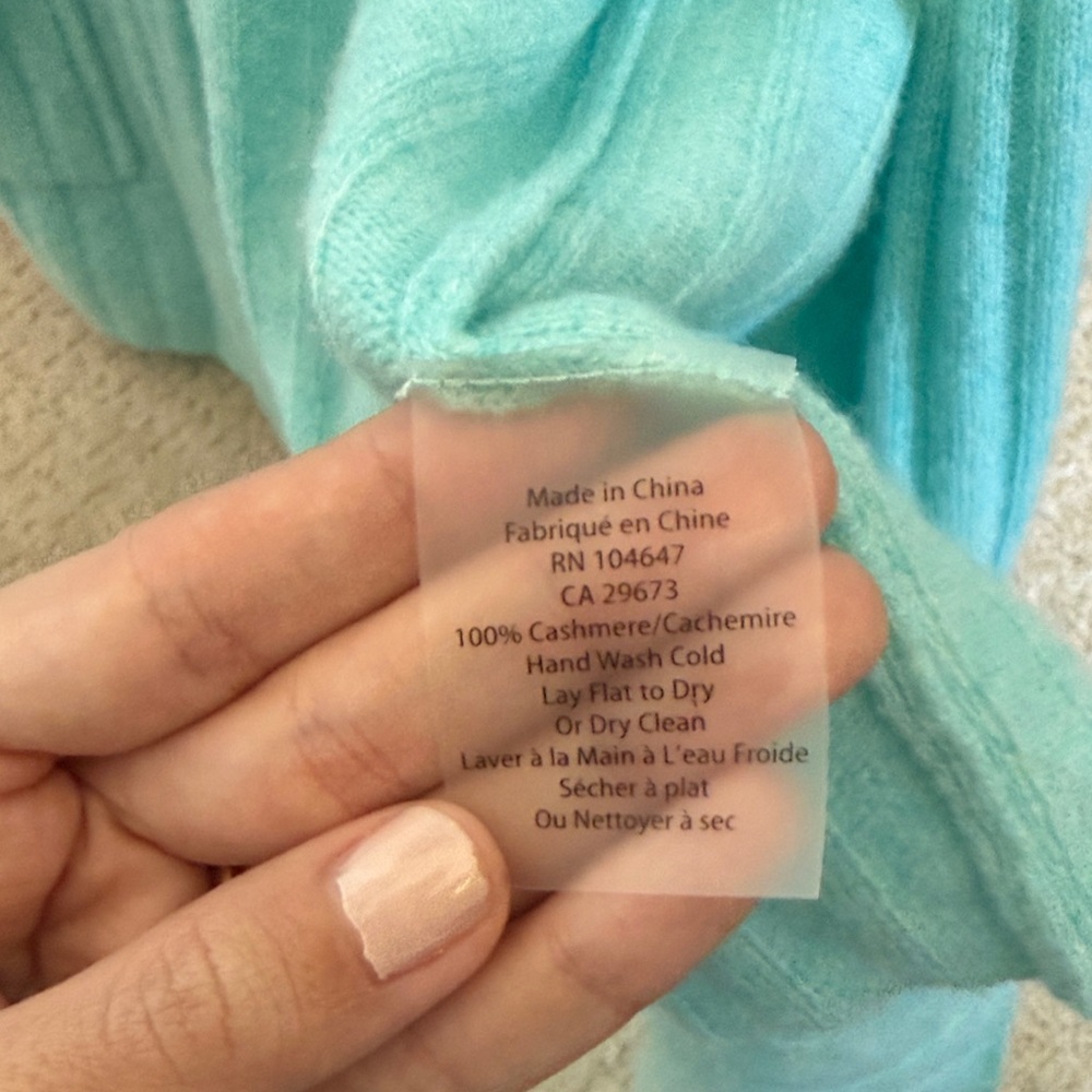 Light Aqua Ribbed Open-Front Women's Sweater Cardigan - Picture 3 of 3